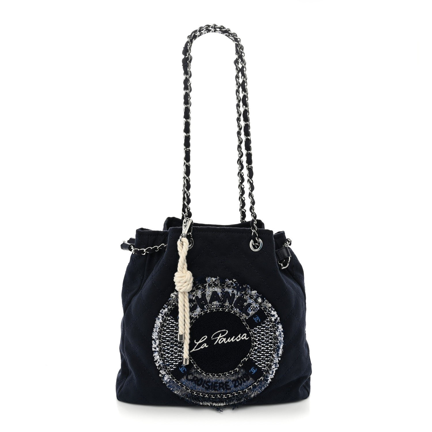 Chanel Canvas Quilted La Pausa Large Shopping Tote Navy