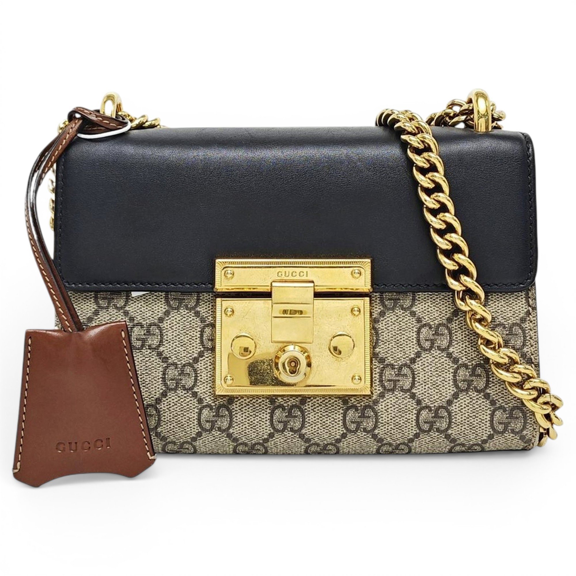 Padlock leather handbag