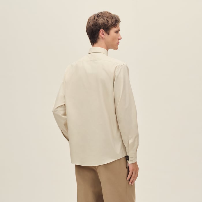 Ficelle Straight Cut Shirt With Leather Detail