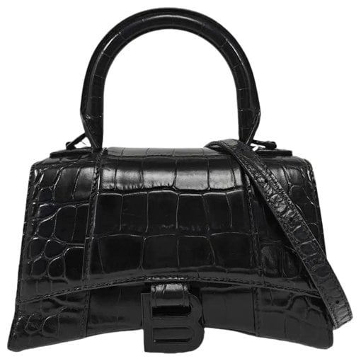 Hourglass leather handbag