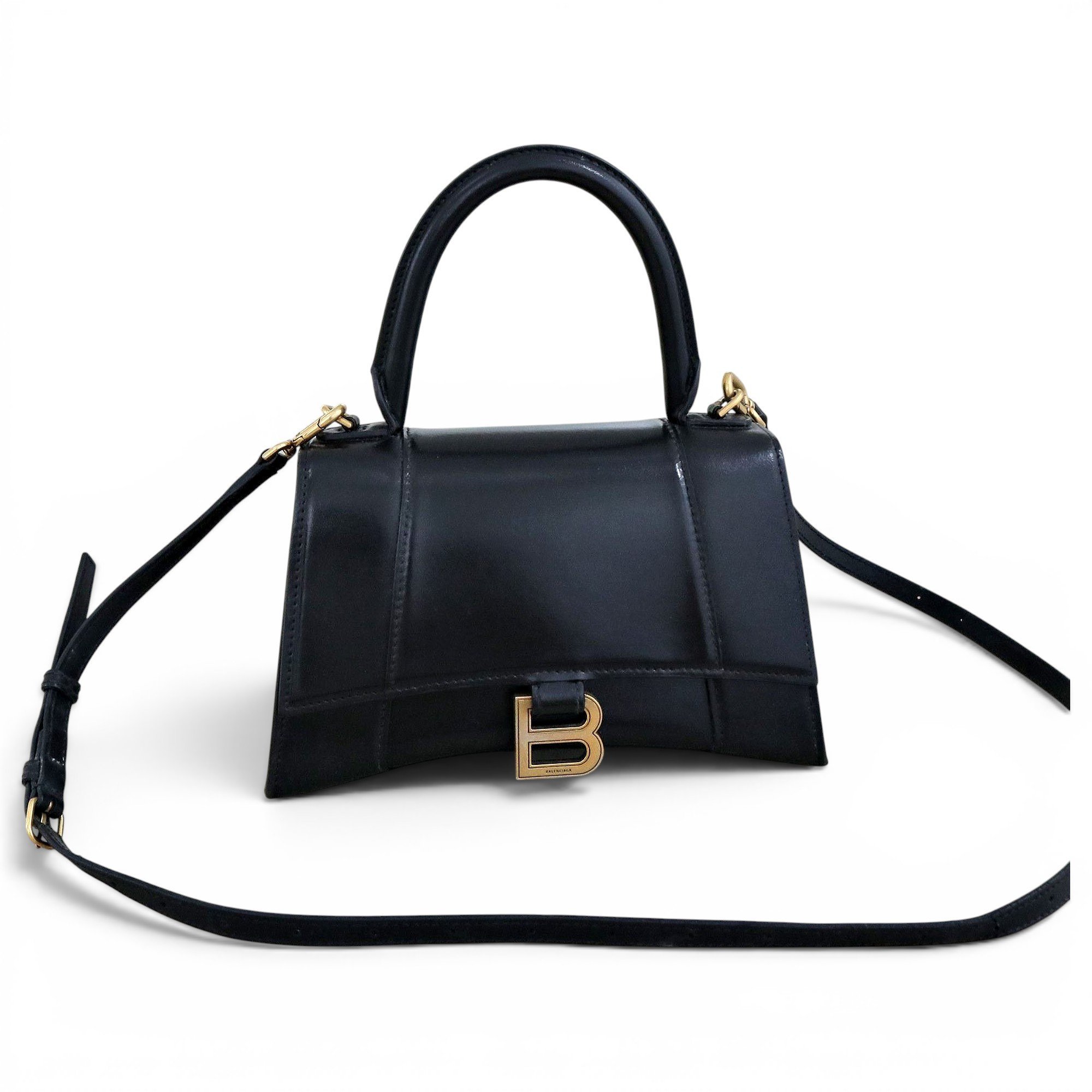 Hourglass leather handbag