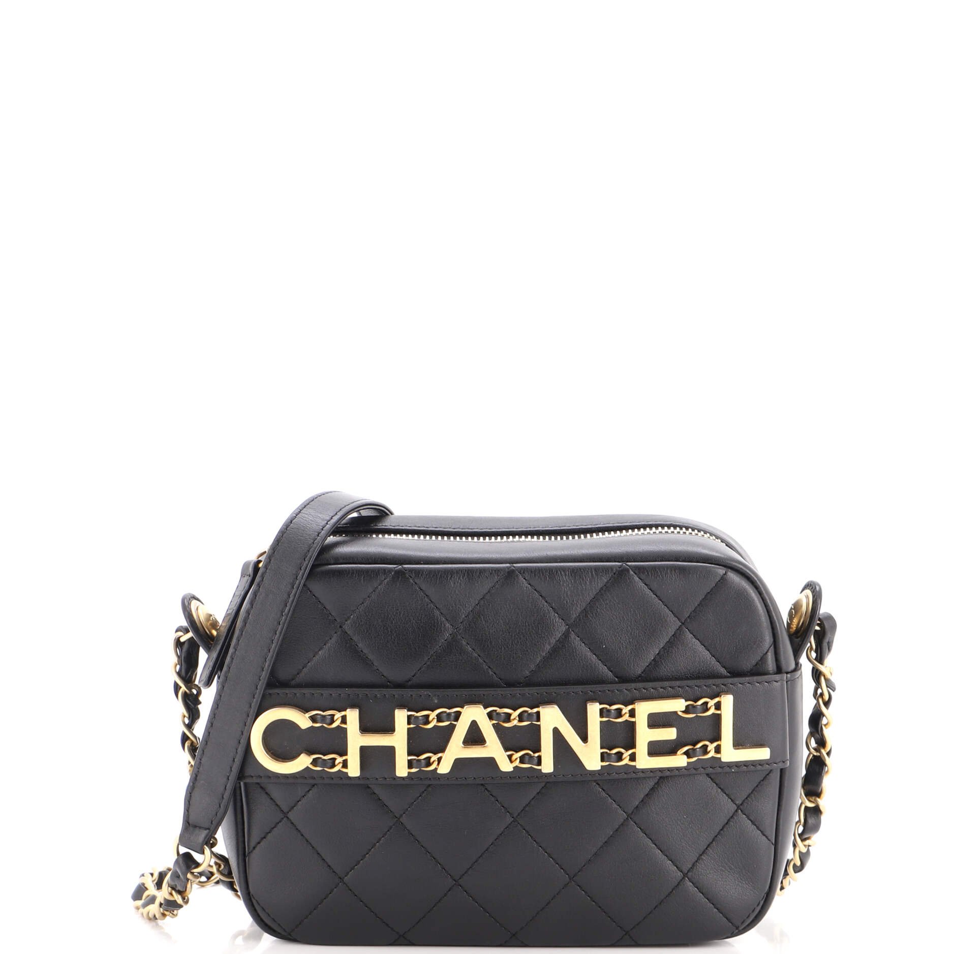 Logo Enchained Camera Case Quilted Calfskin
