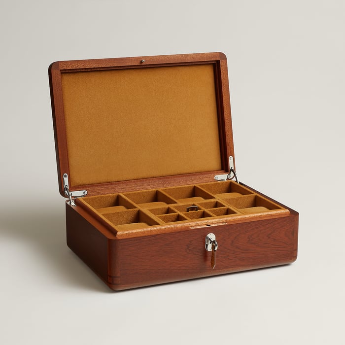 Cuivre Casaque Felin Dans Un Jardin Mexicain Watch and Cufflink Box