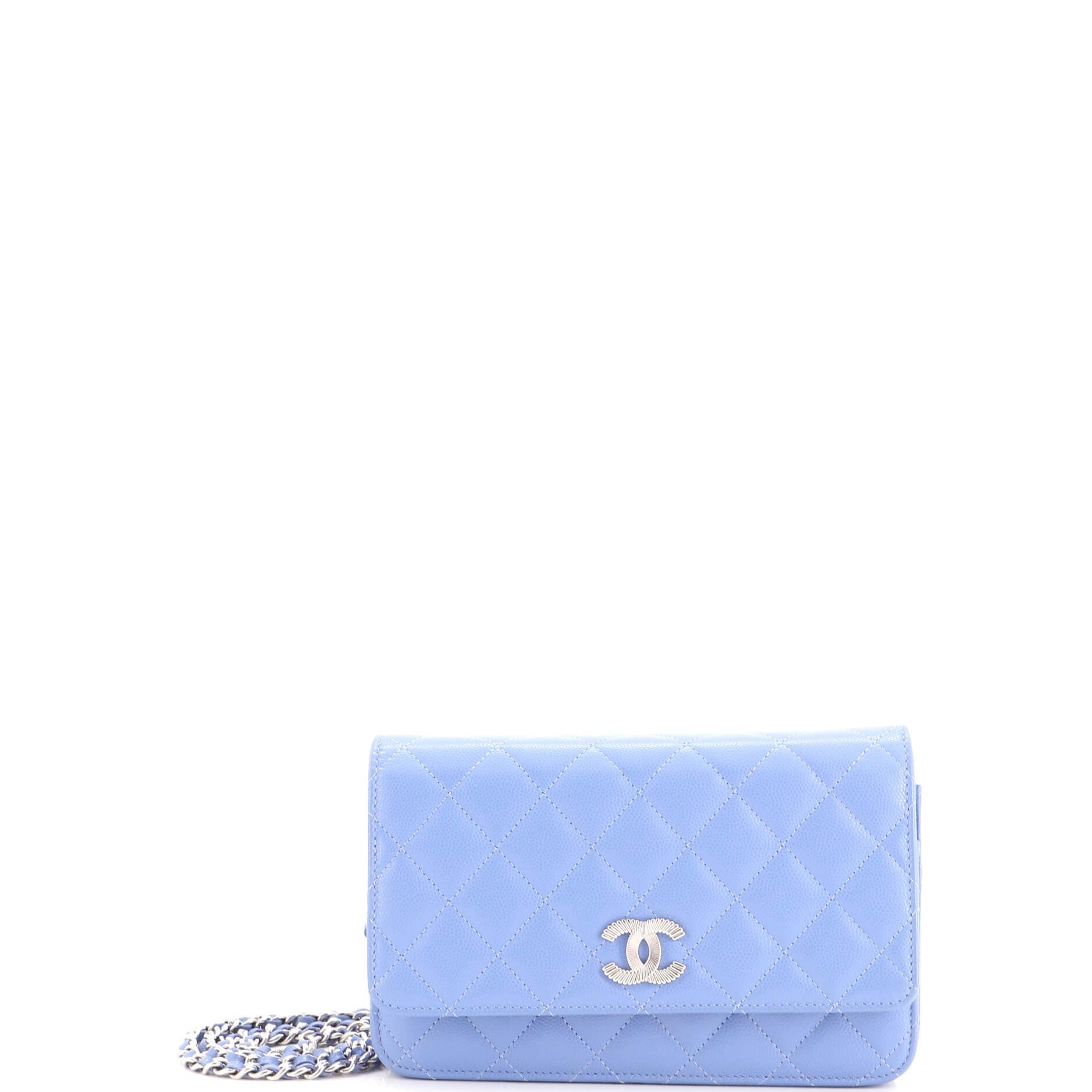Chanel Textured CC Wallet on Chain Quilted Caviar