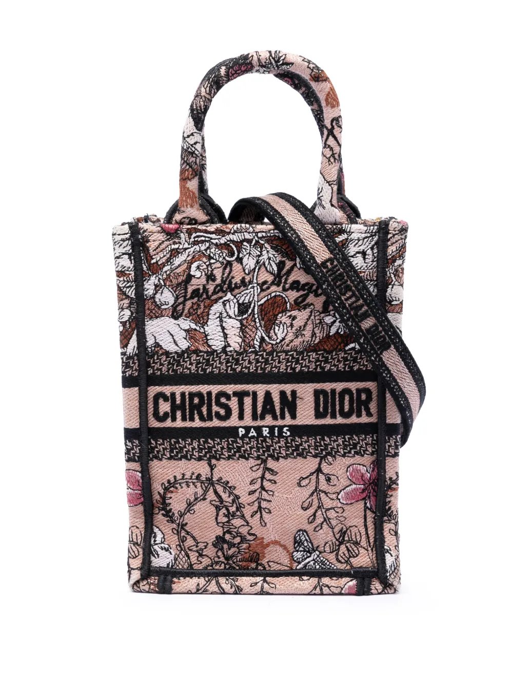 2022 Mini Embroidered Canvas Jardin Magique Vertical Book Tote satchel
