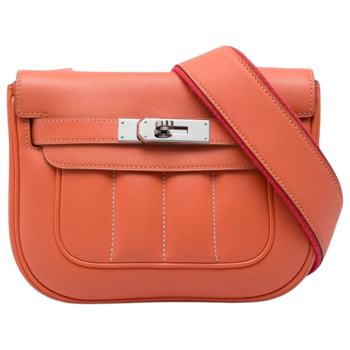 Hermes Berline Handbag Orange Toile H Berline Canvas