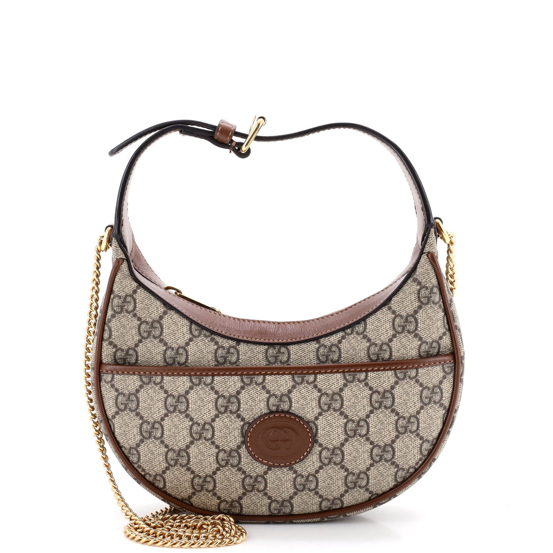 Interlocking G Patch Half Moon Hobo GG Coated Canvas Mini