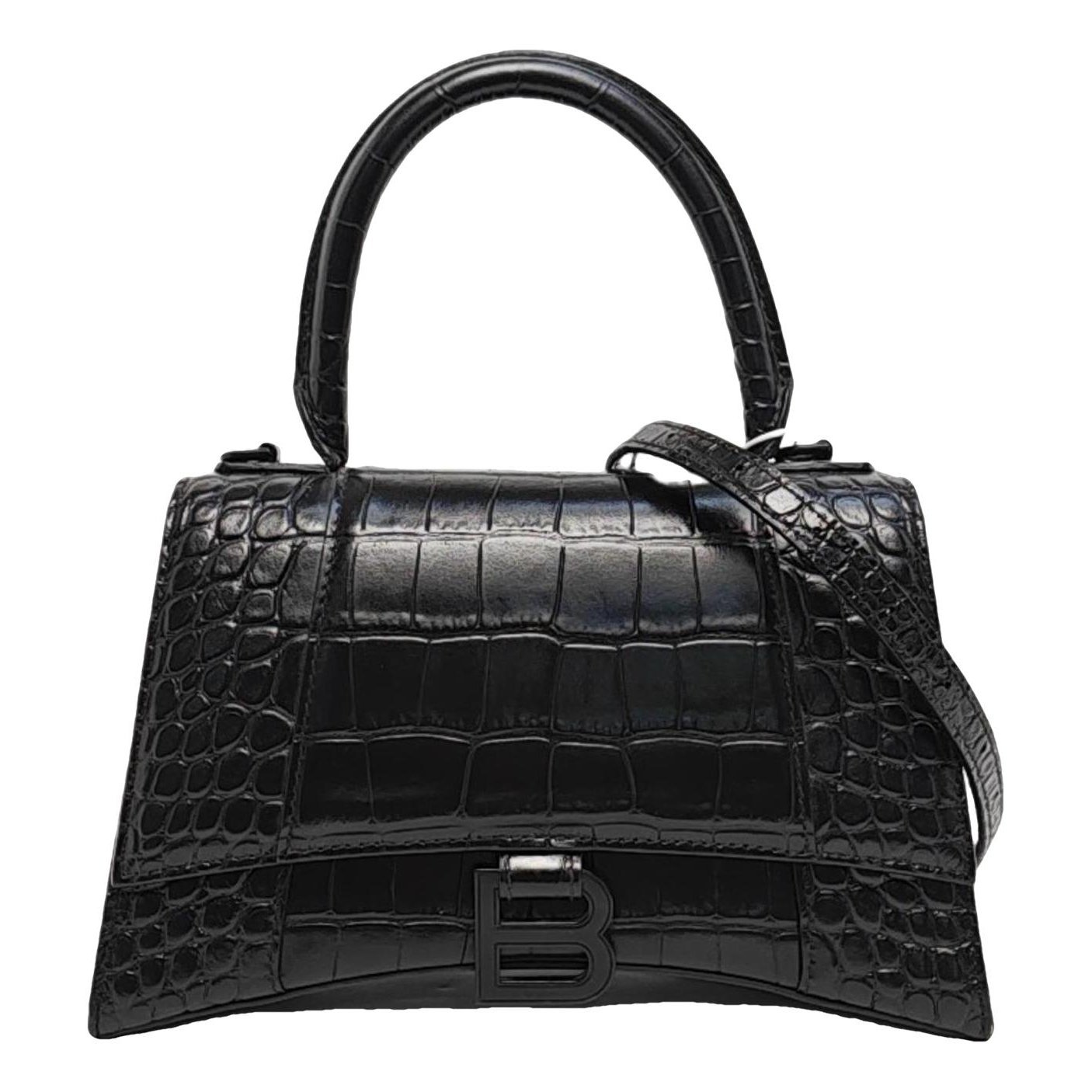 Hourglass leather handbag
