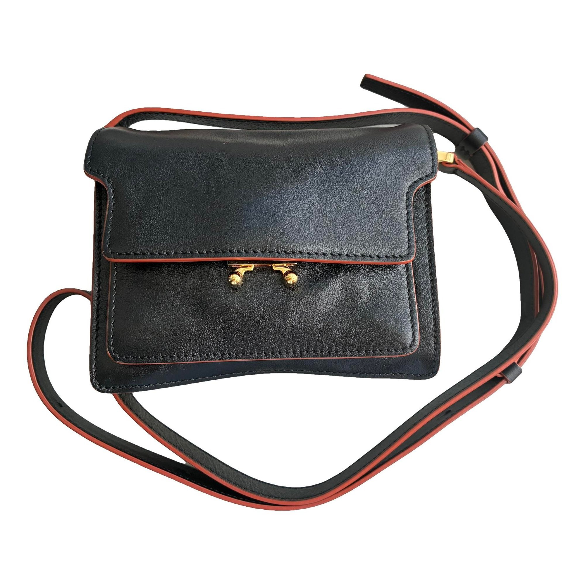 Trunk leather crossbody bag