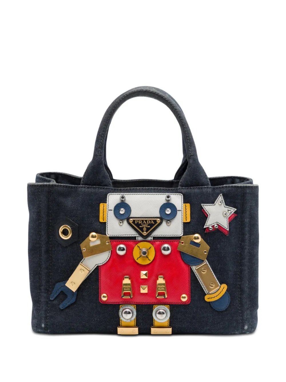 2013-2026 Small Saffiano Trimmed Denim Canapa Robot satchel