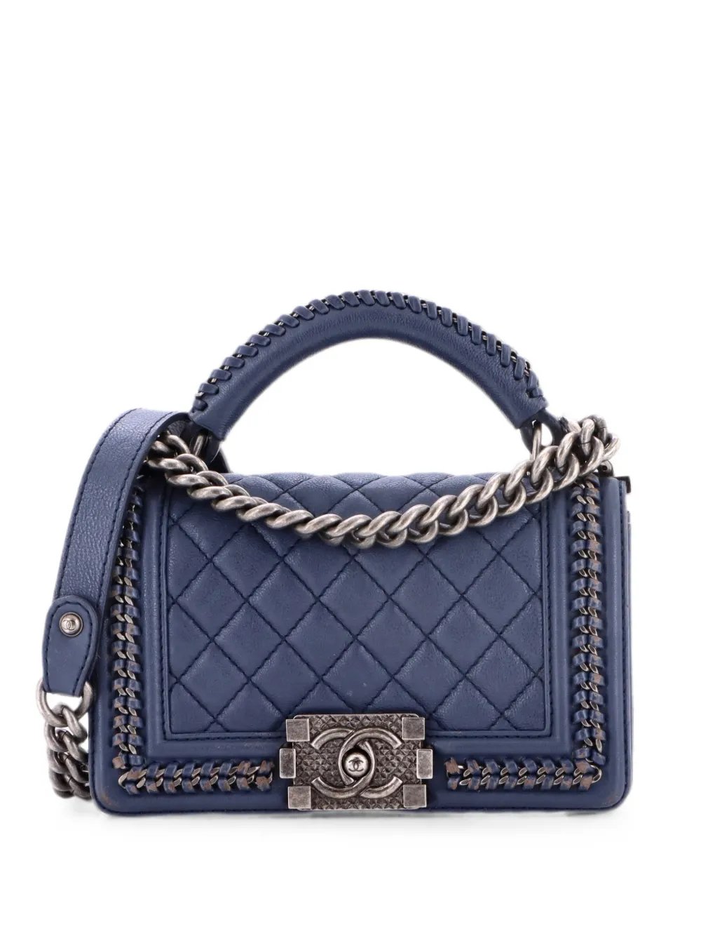 Chain Handle Boy Flap Bag Quilted Calfskin Small shoulder bag