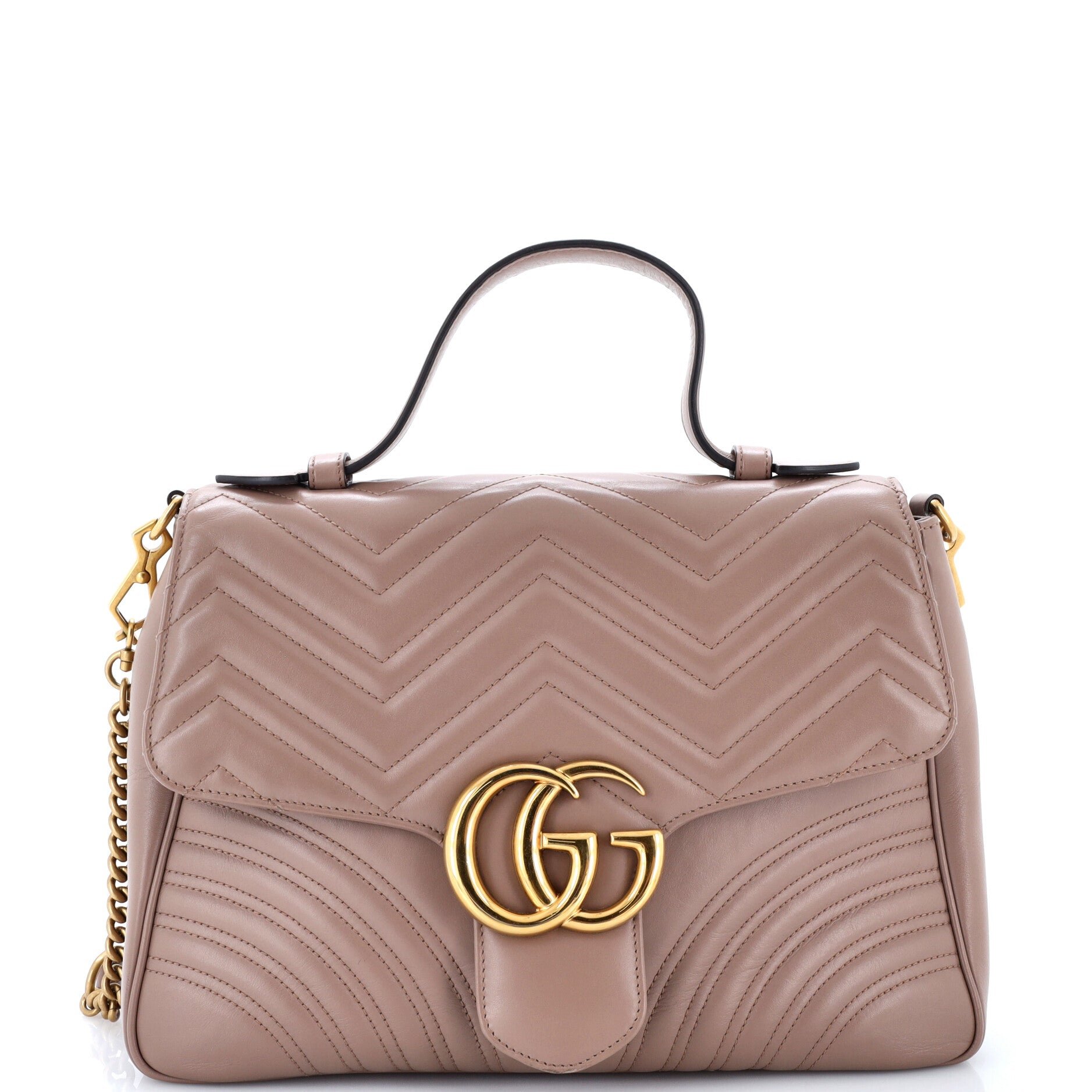 GG Marmont Top Handle Flap Bag Matelasse Leather Medium
