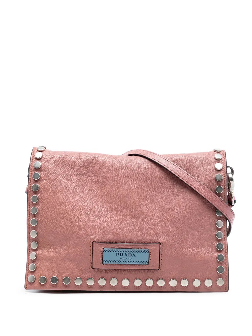 2010-2026 Glace Calfskin Studded Etiquette Flap crossbody bag