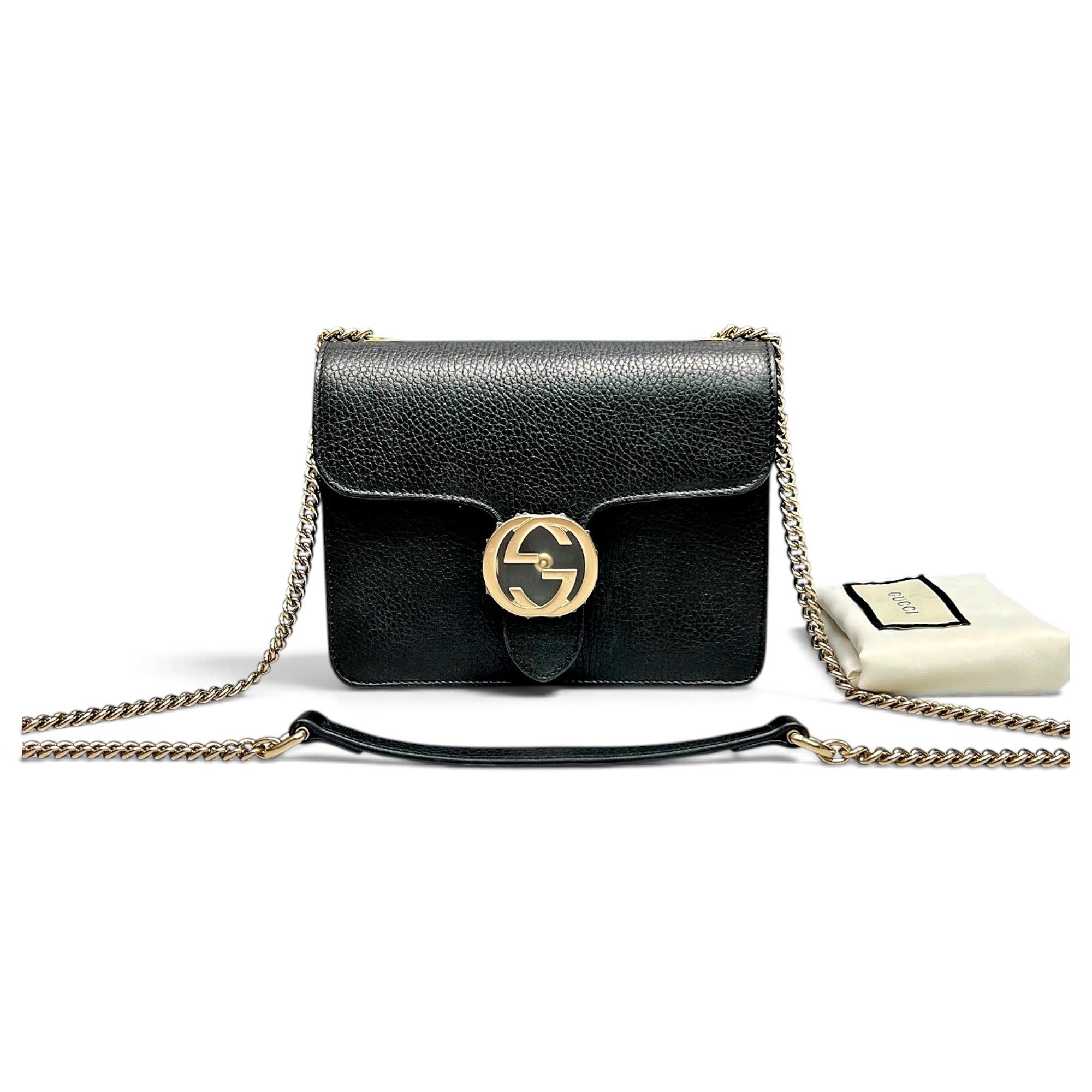 Interlocking leather crossbody bag