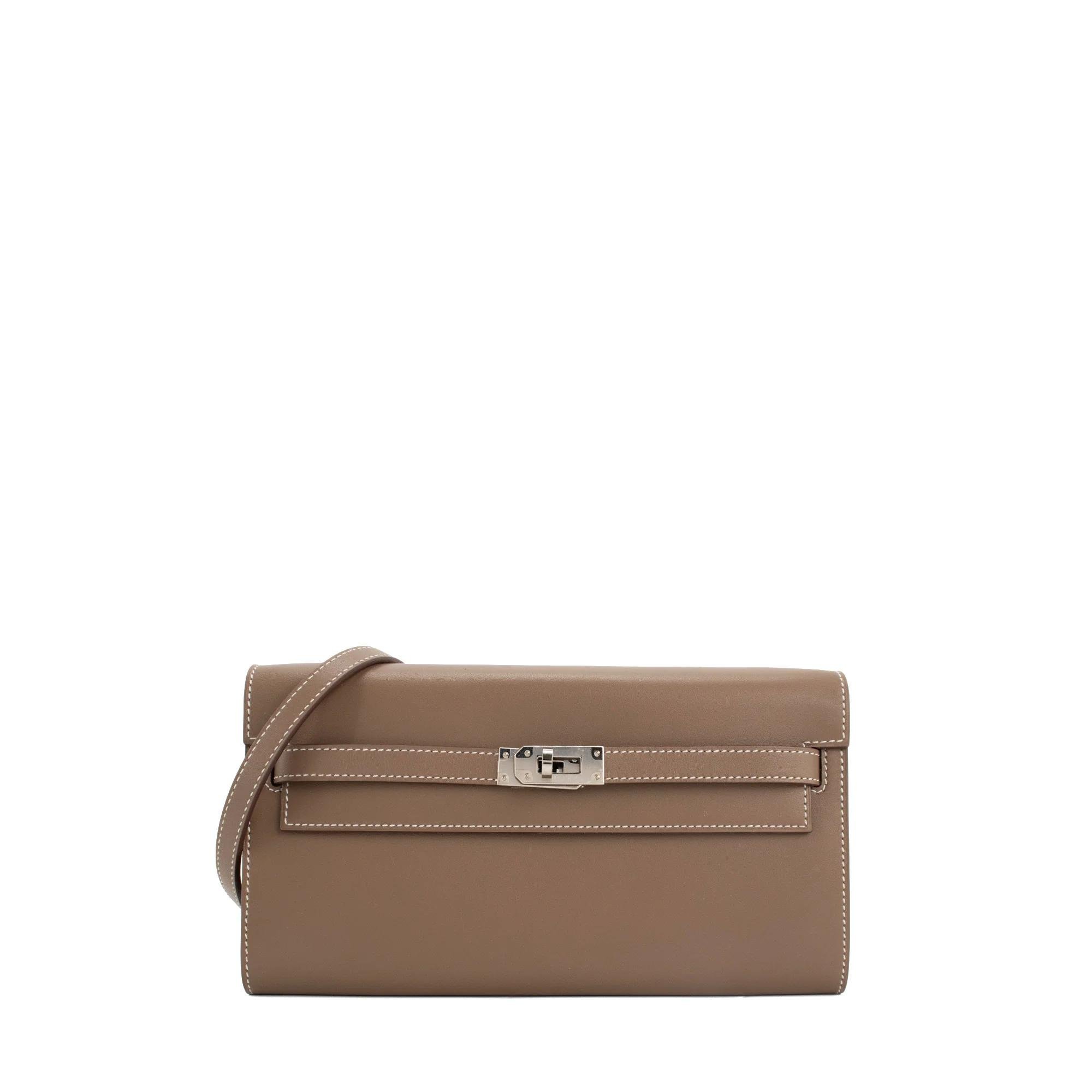 Hermes Kelly Handbag Etoupe Tadelakt Leather 2023