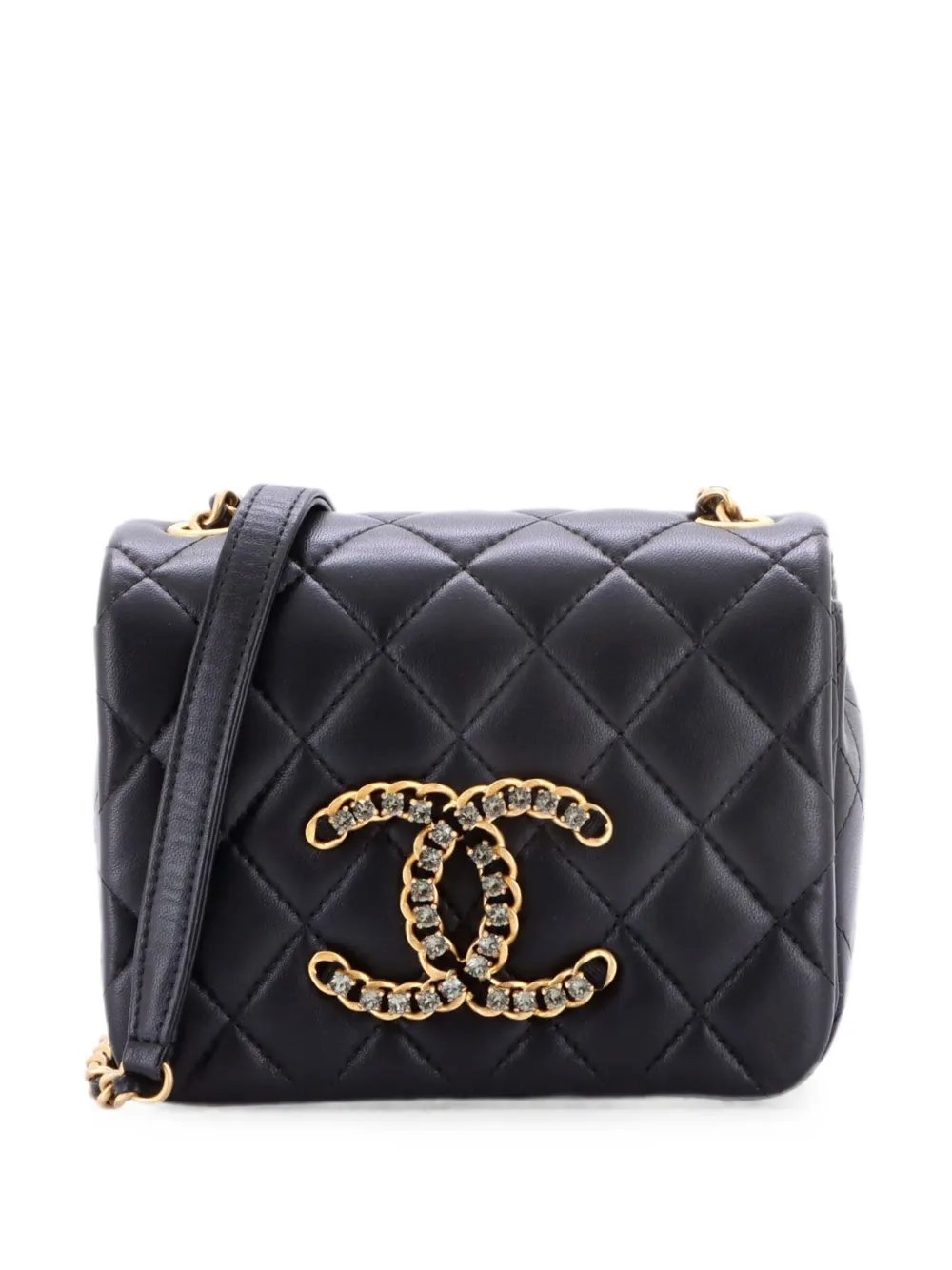 Crystal CC Full Flap Bag Quilted Lambskin Mini crossbody bag