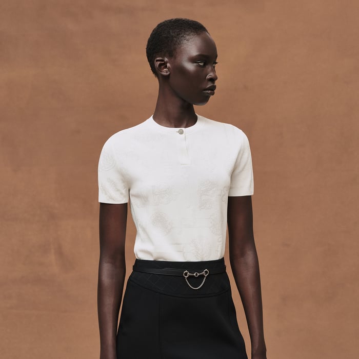Blanc Nacre "Ferronnerie" Short-sleeve Sweater