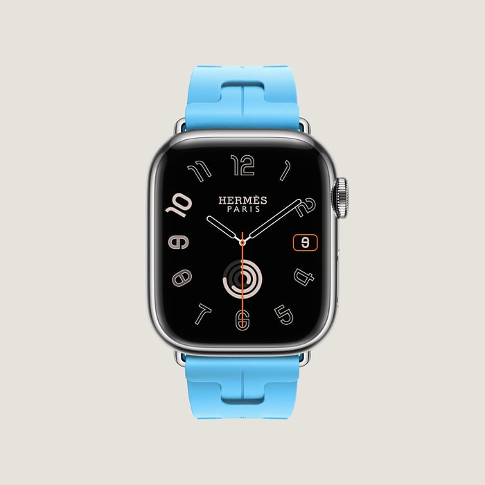 Bleu Céleste Band Apple Watch Hermès Single Tour 41 MM Deployment Buckle Kilim