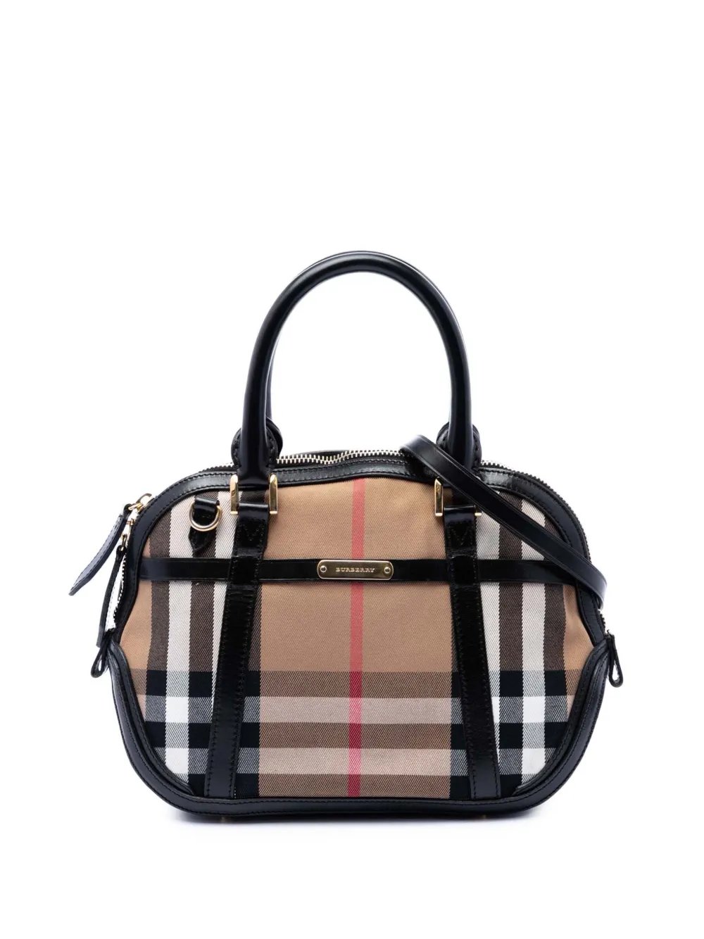 2000-2017 Small Leather Trimmed House Check Canvas Bridle Orchard satchel