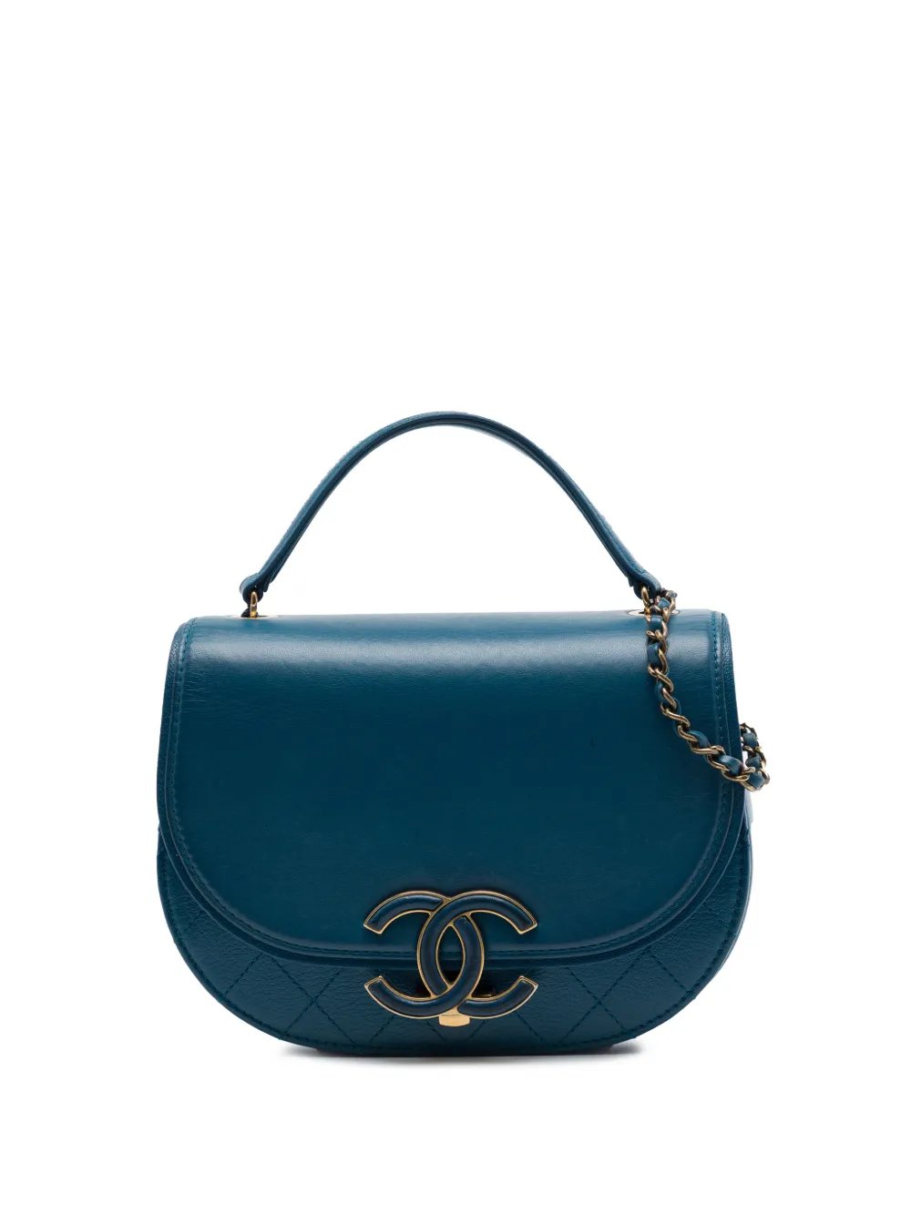 2017-2018 Small Shiny Calfskin and Quilted Goatskin Coco Curve Flap satchel