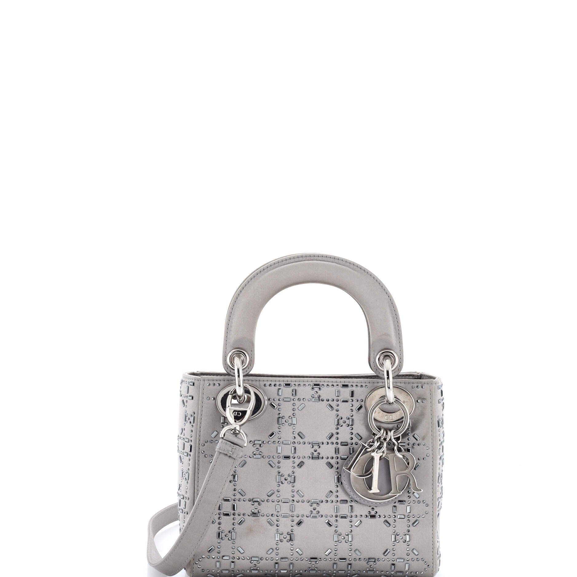 Lady Dior Bag Crystal Embellished Cannage Quilt Satin Mini