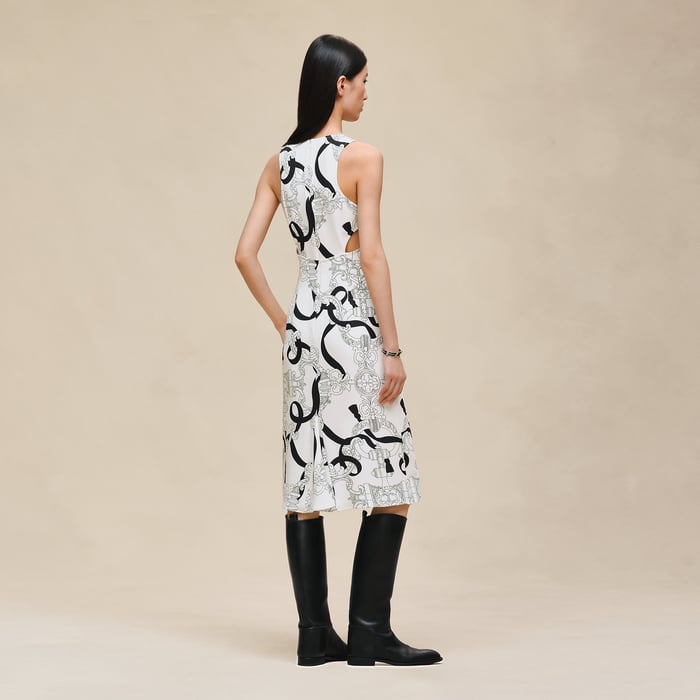 Blanc Nacre Robe Débardeur À Quille Imprimé « ferronnerie Remix »