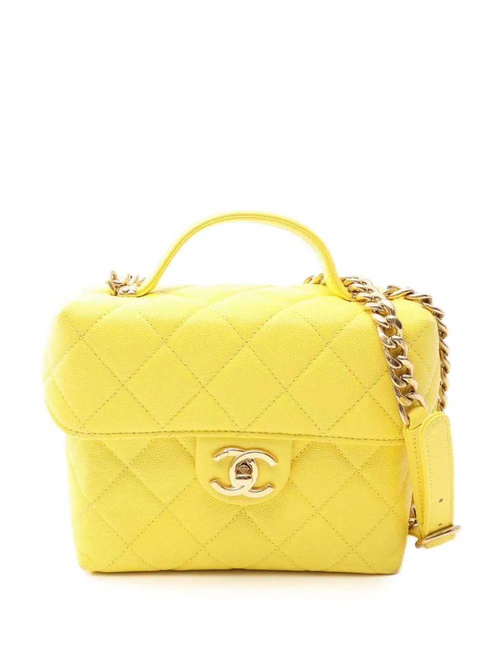 2021-2026 Quilted Caviar Handy Box Vanity Case with Chain satchel