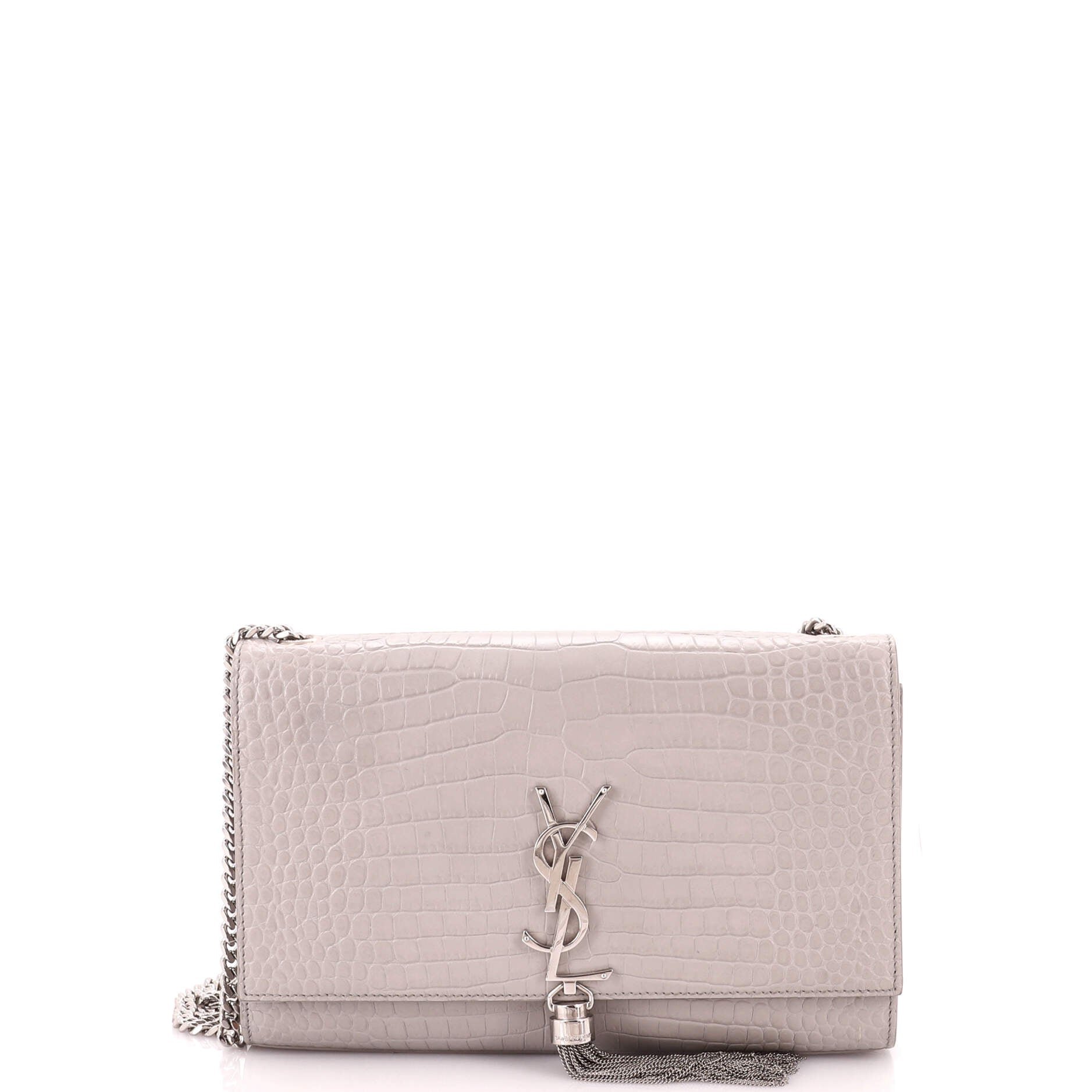 Classic Monogram Tassel Crossbody Bag Crocodile Embossed Leather Medium