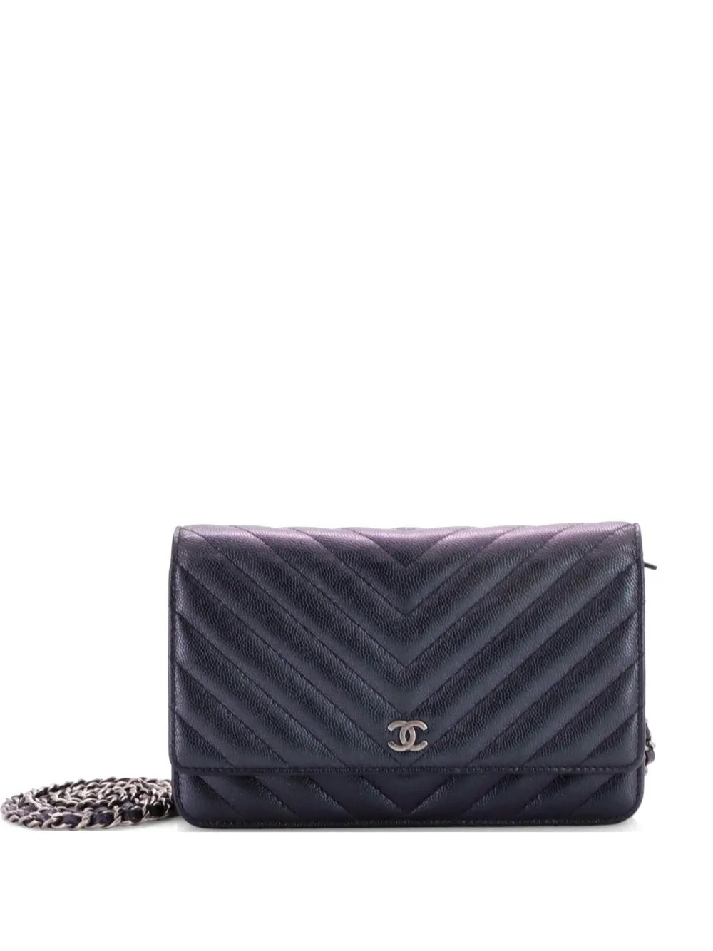 Wallet on Chain Chevron Caviar crossbody bag