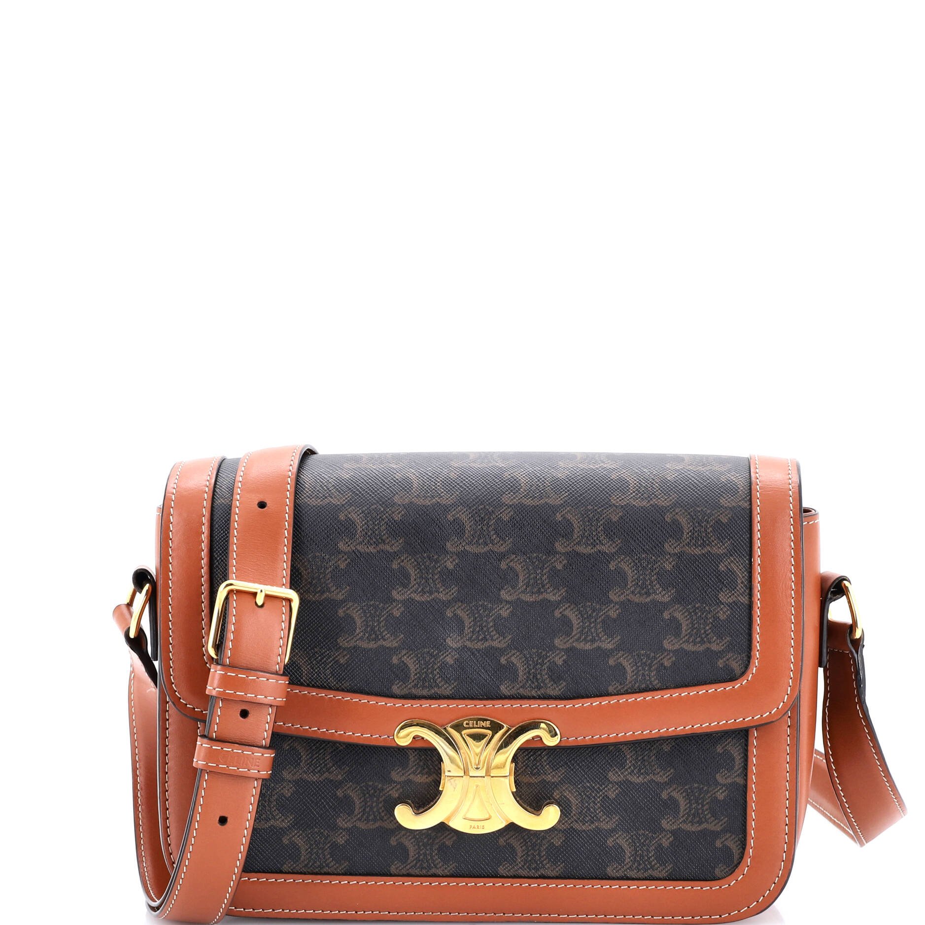 Celine Triomphe Shoulder Bag Triomphe Coated Canvas Medium