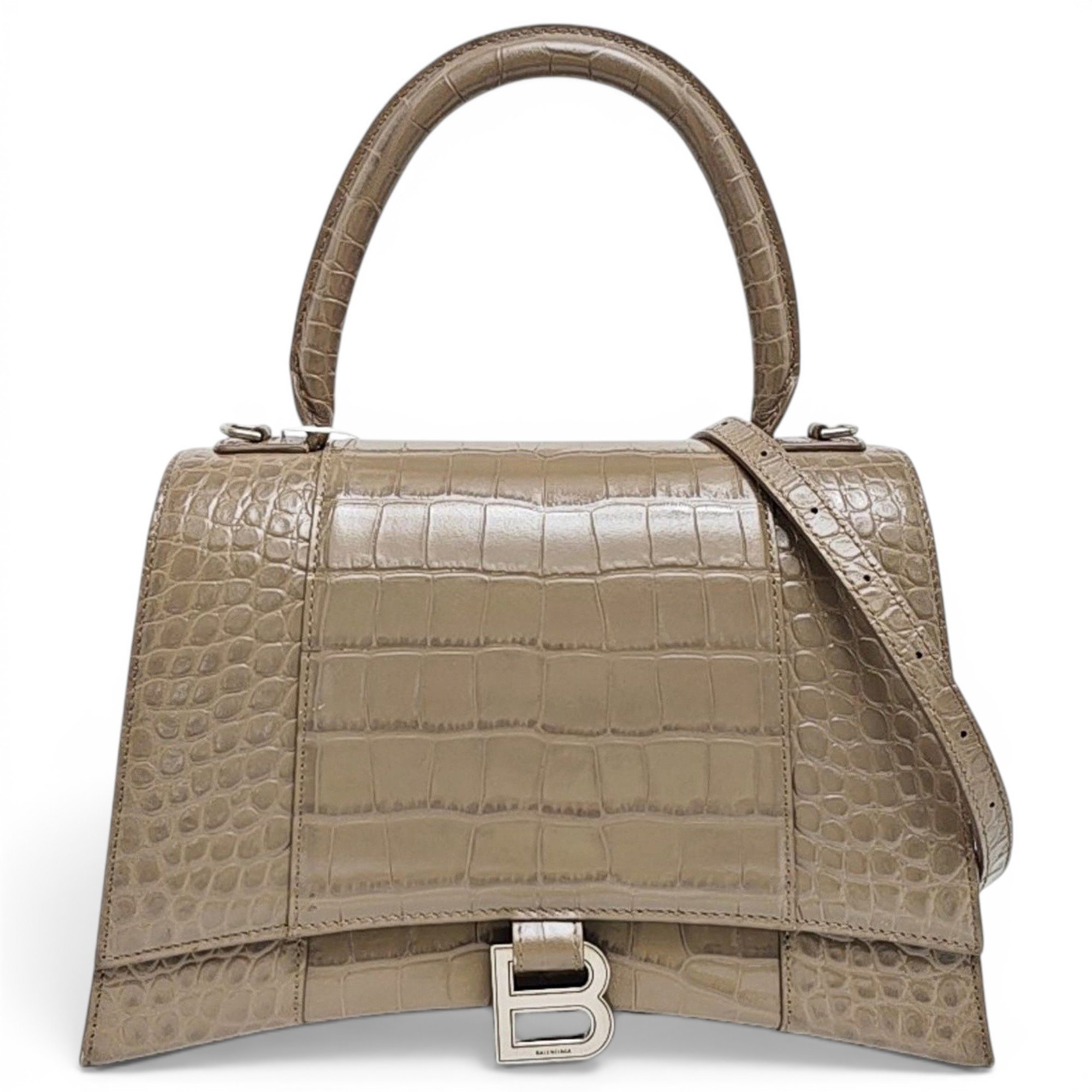 Hourglass leather handbag