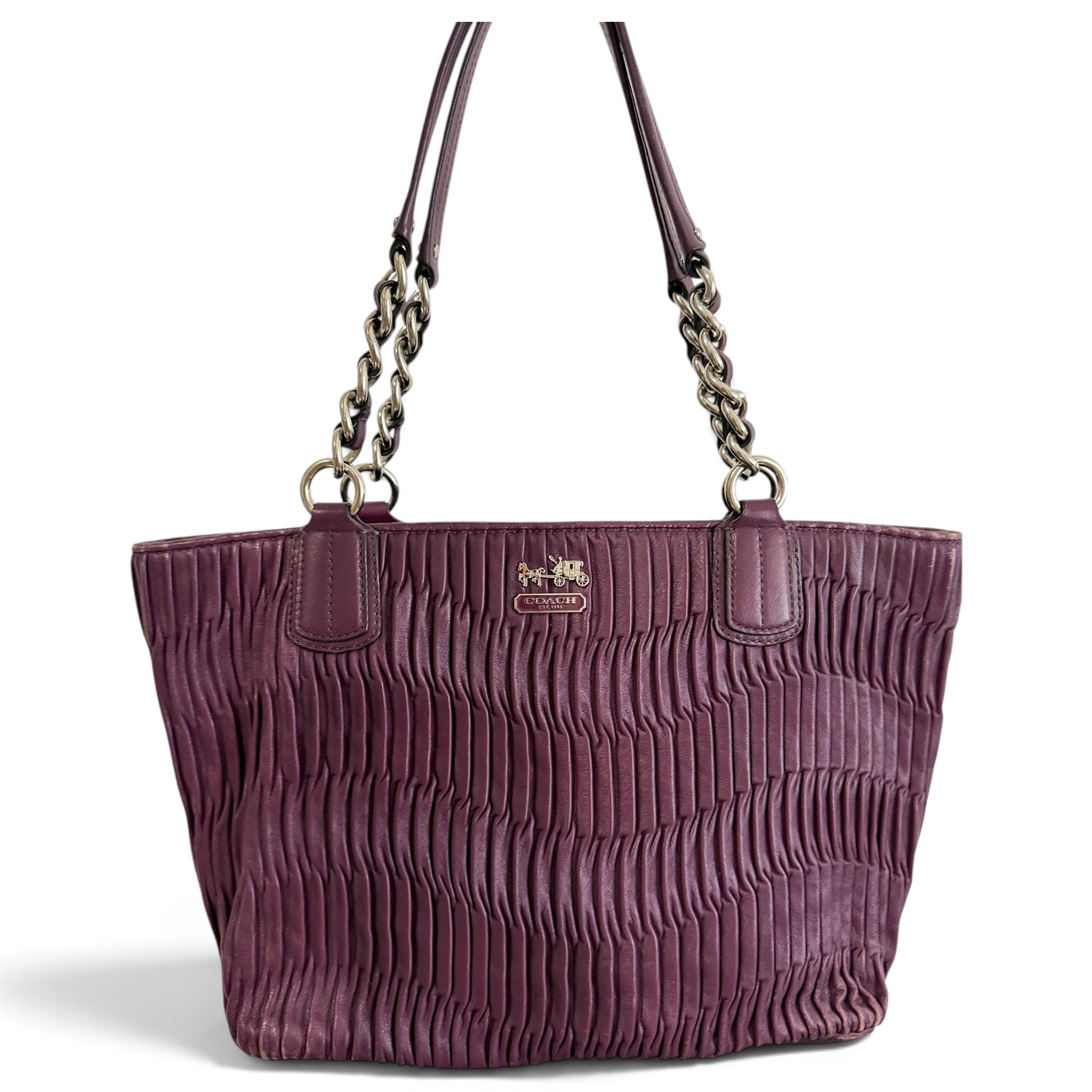 Coach Crossgrain Gathered Kitt Carry All leather handbag