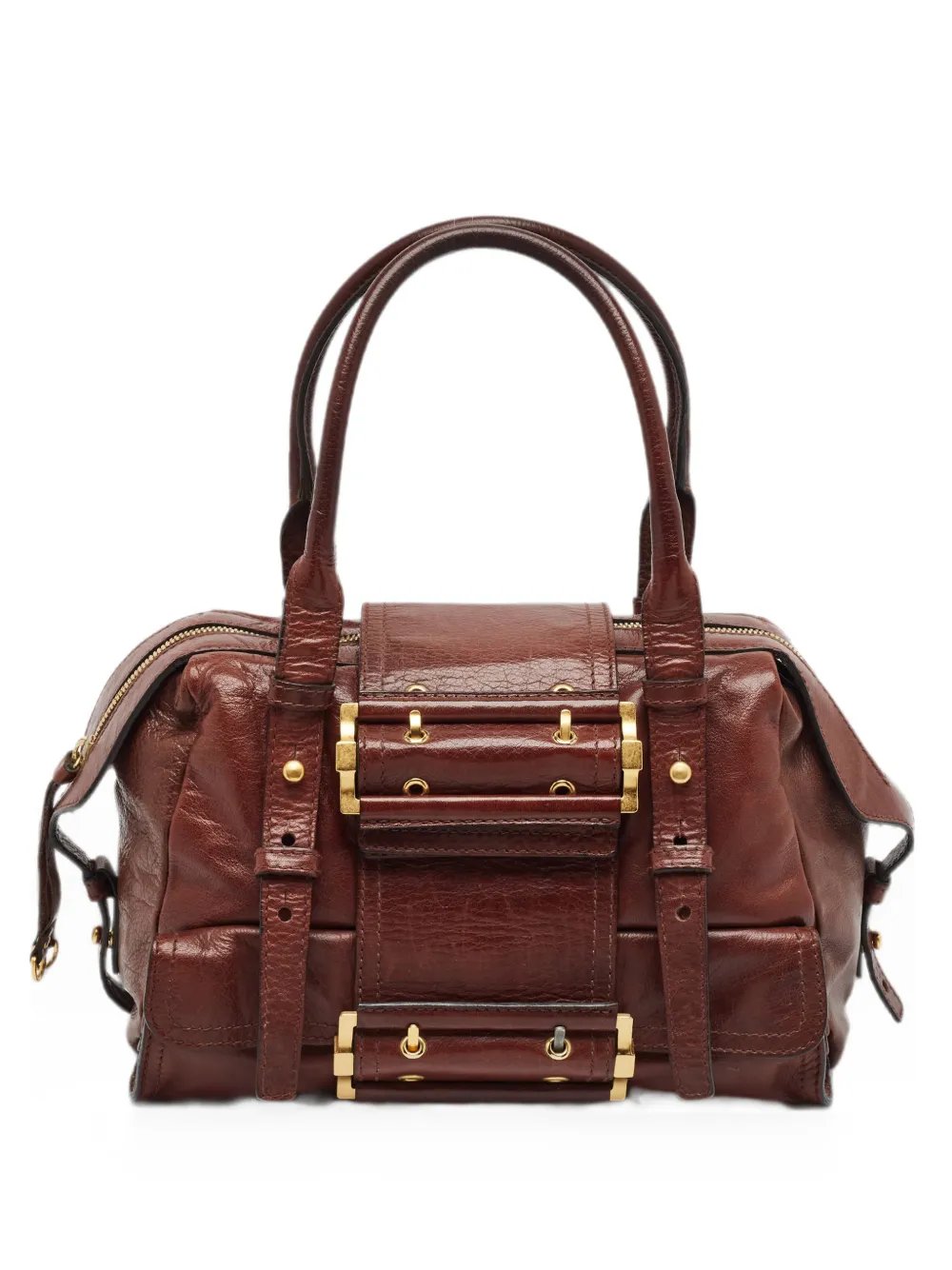 buckle-detail flap tote bag