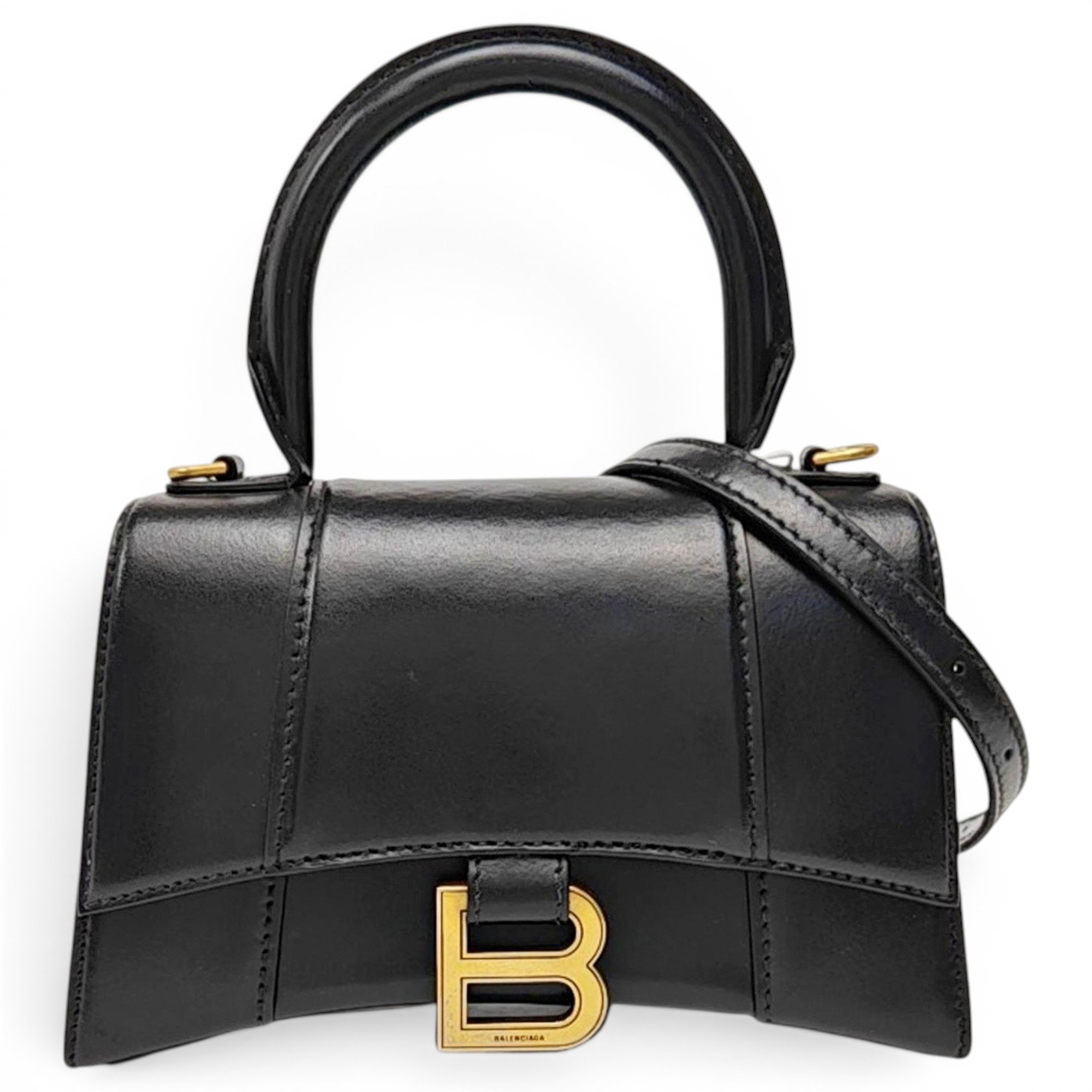 Hourglass leather handbag