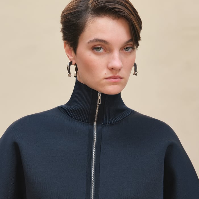 Bleu Noir Zipped Bicolor Jacket