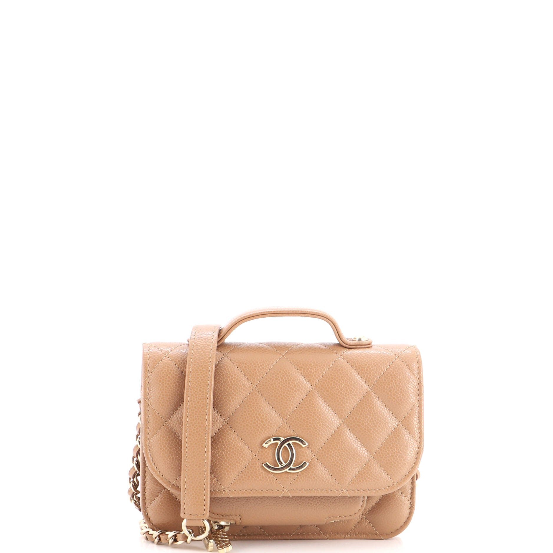Business Affinity Flap Clutch with Chain Quilted Caviar