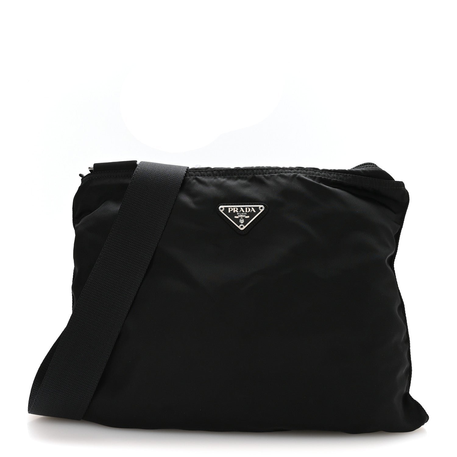 Prada Nylon Vela Flat Messenger Bag Black