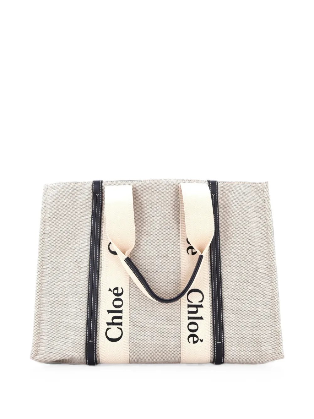 Woody Canvas with Leather Large tote bag