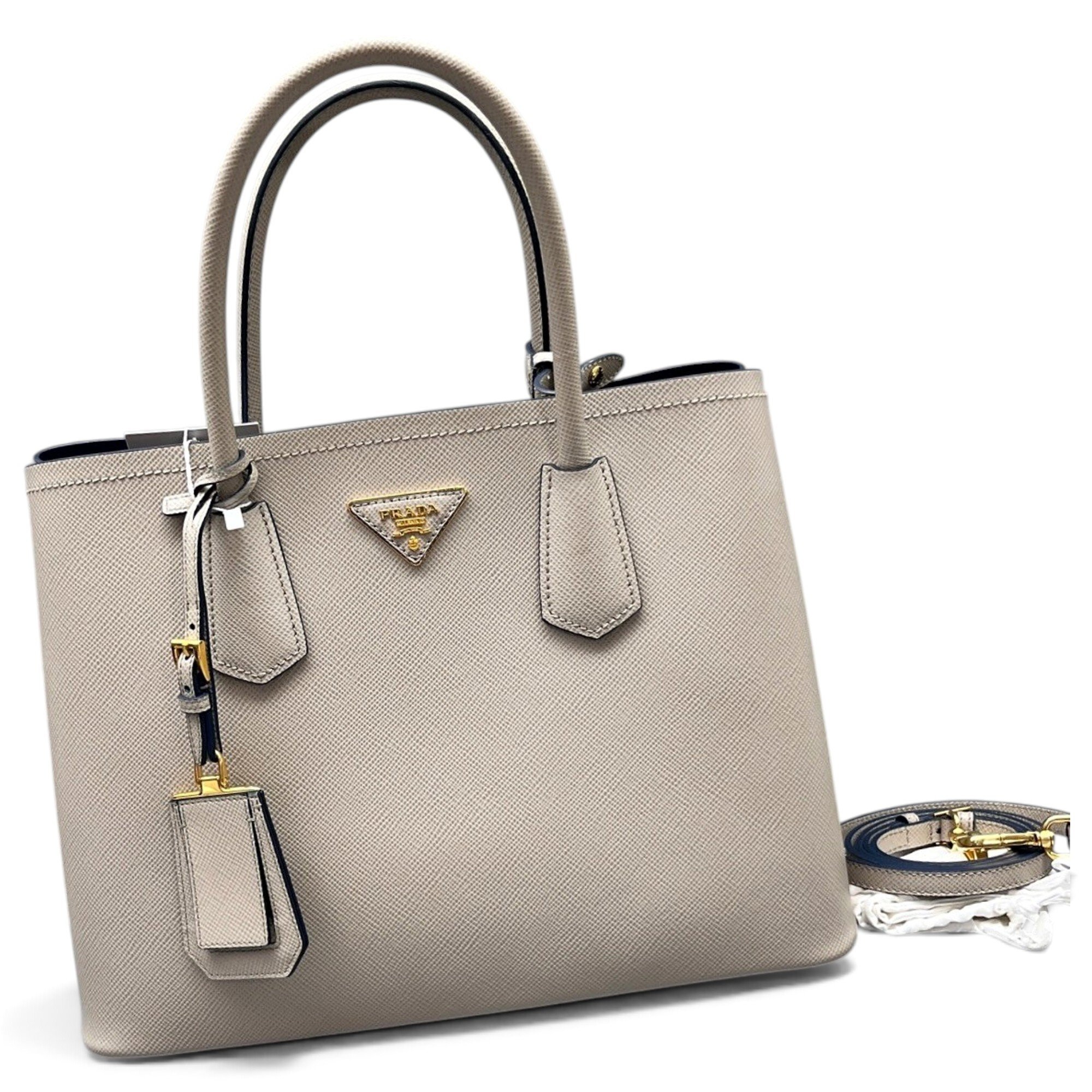 Double leather handbag