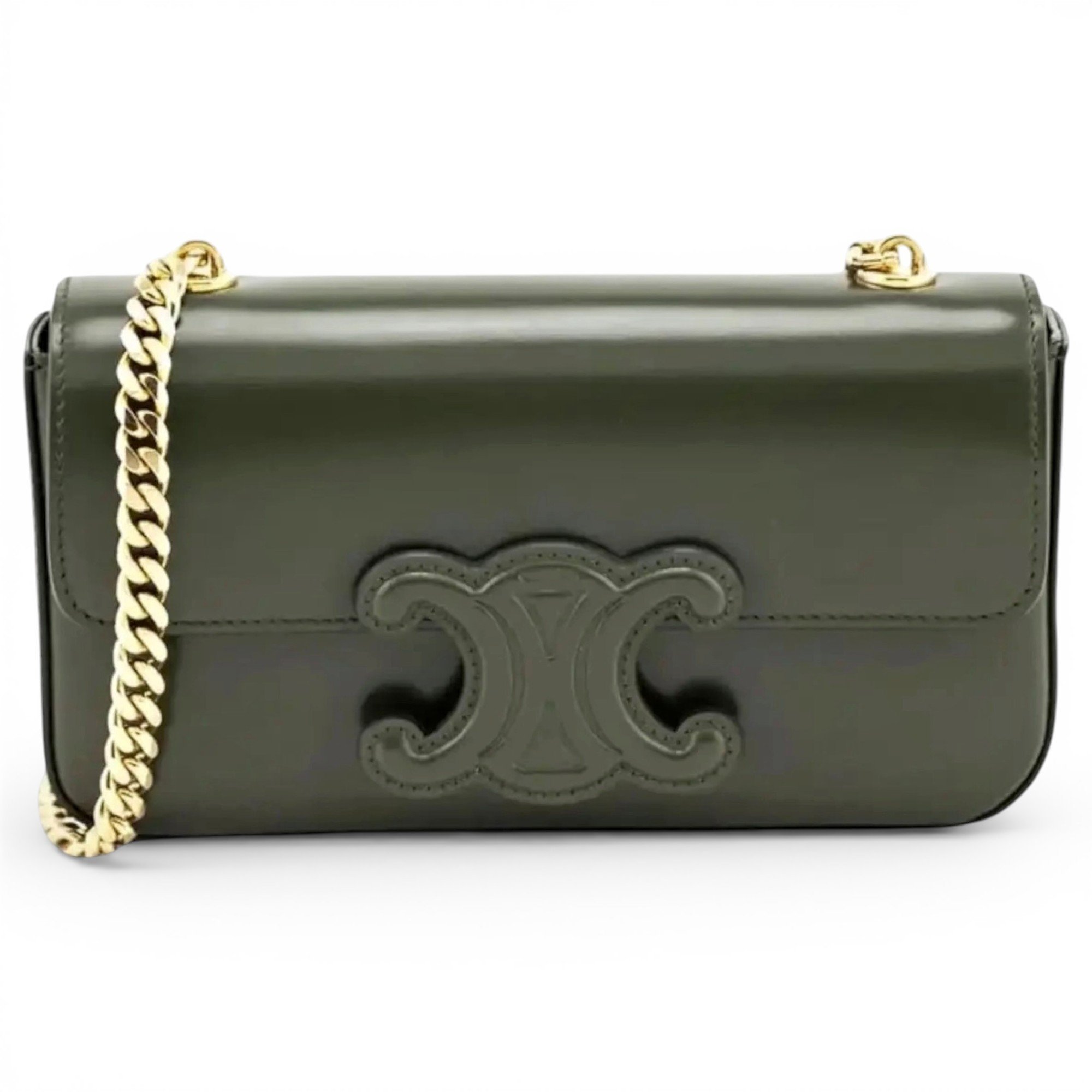 Triomphe chain leather handbag