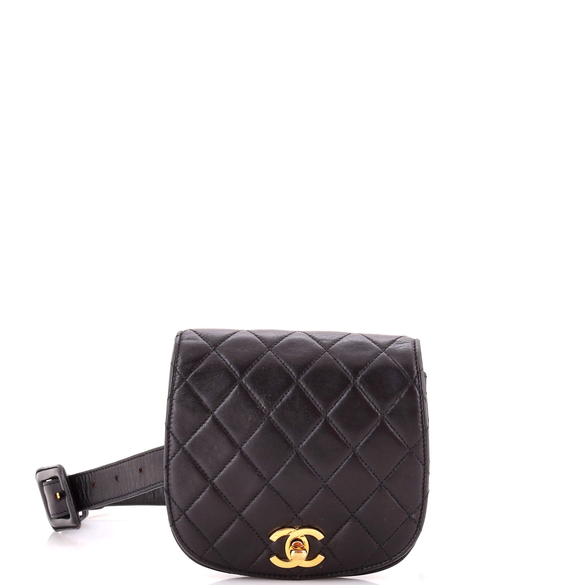 Vintage Flap Belt Bag Quilted Leather Small