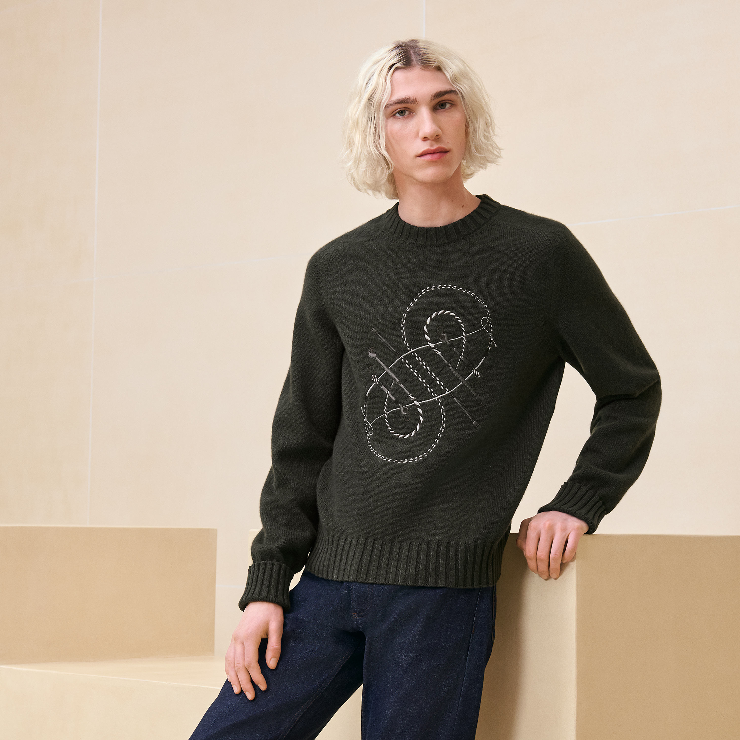 Cashmere "Fouets & badines" crewneck sweater