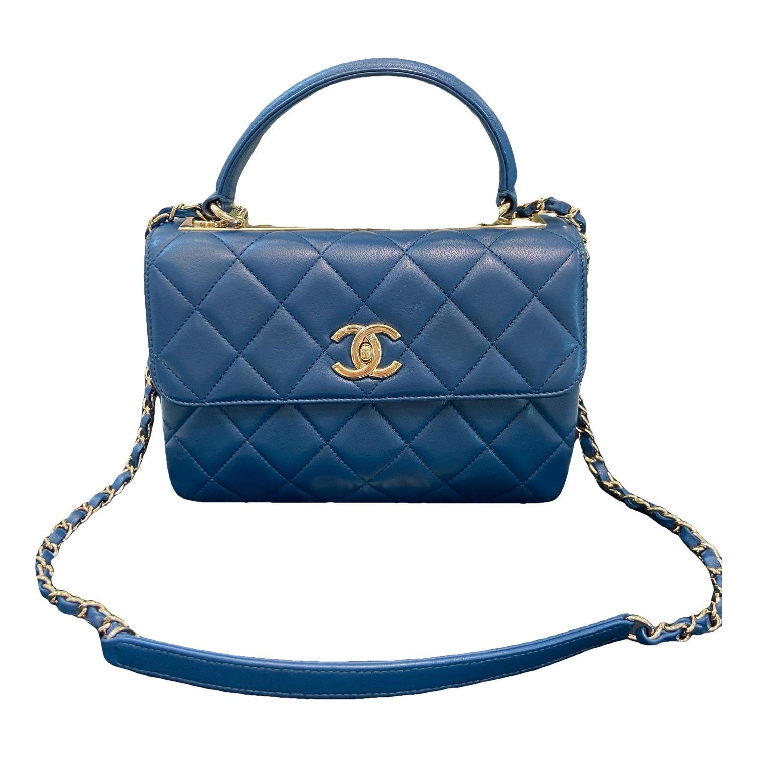 Trendy CC Top Handle leather handbag