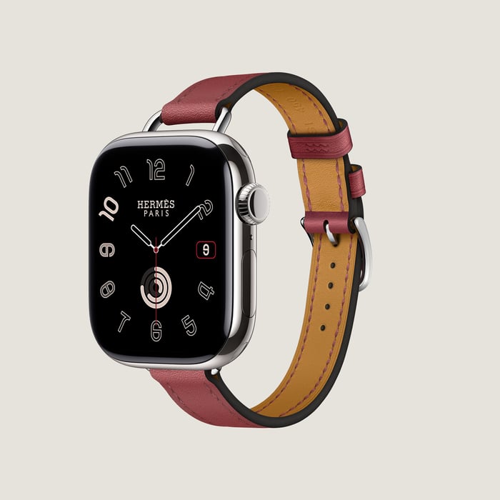Rouge Grenat Band Apple Watch Hermès Single Tour 41 MM Attelage