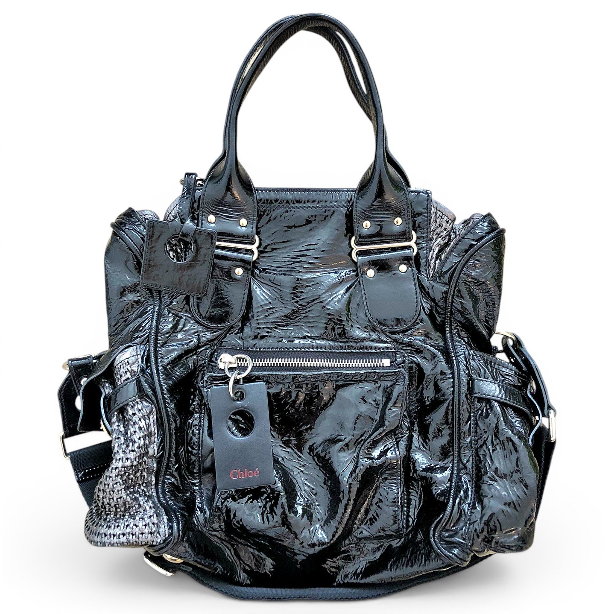 Patent leather handbag