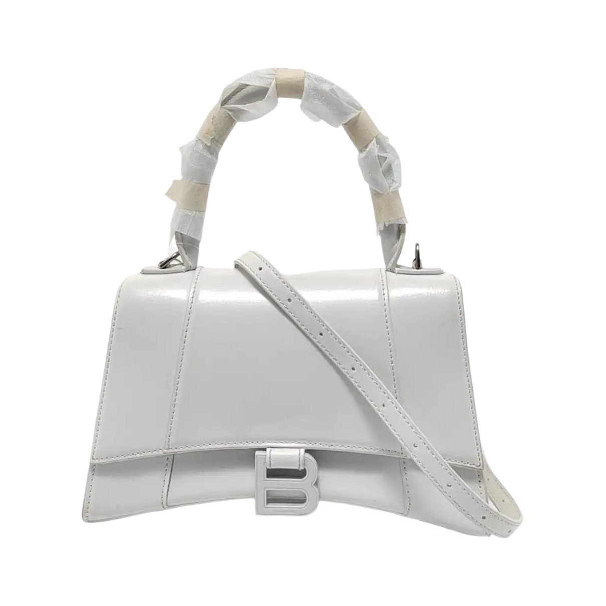 Hourglass leather handbag