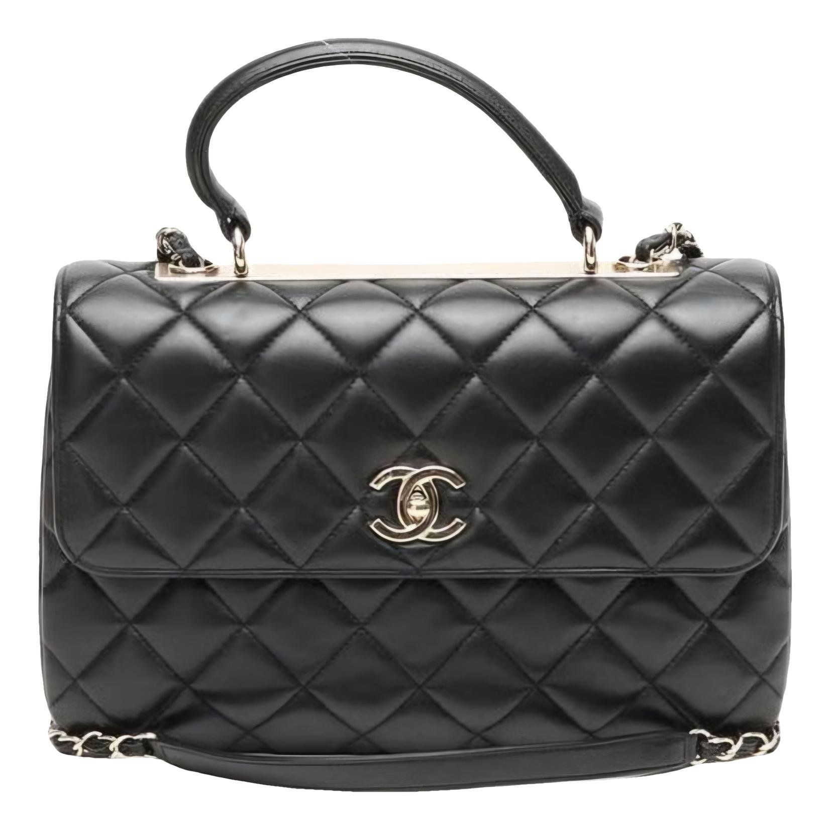 Trendy CC Top Handle leather handbag