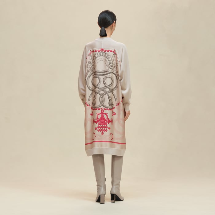 Beige Avoine "Palefroi Remix" Long-sleeve Twillaine Cardigan