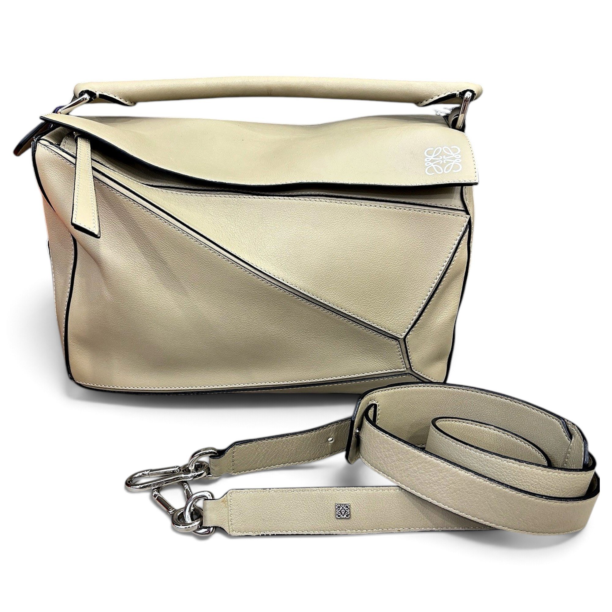 Puzzle leather handbag