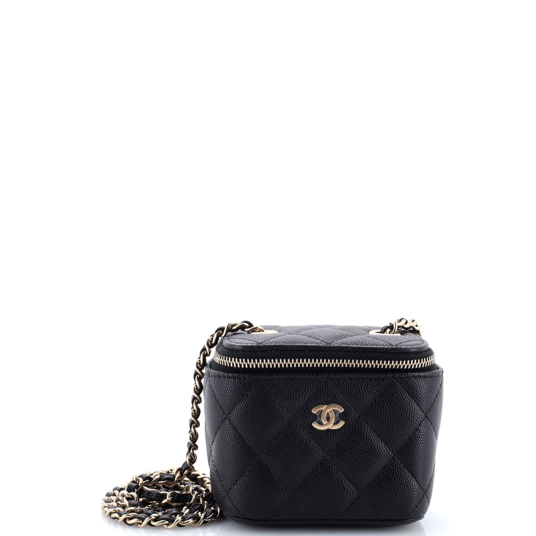 Classic Vanity Case with Chain Quilted Caviar Mini